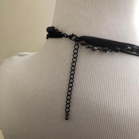 Black Chain Dangle Tie Necklace - Picture 5 of 7